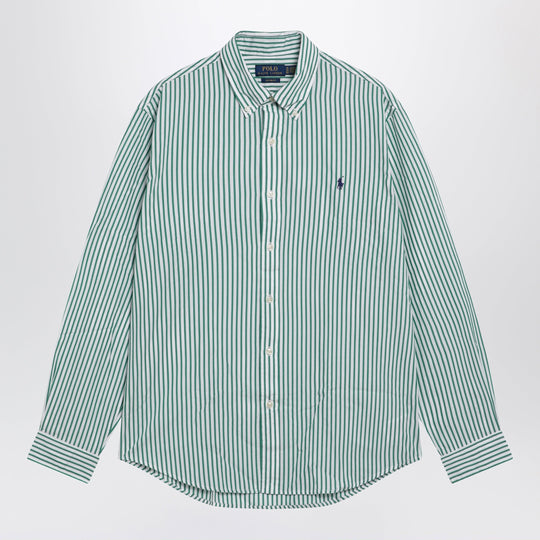 White/Green Striped Custom-Fit Shirt