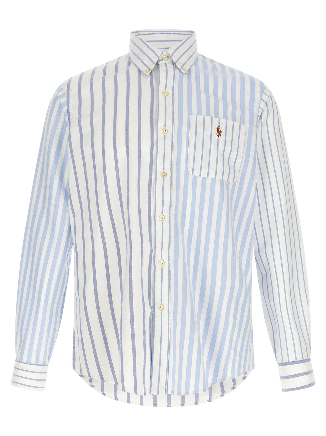 Polo Ralph Lauren Oxford Patchwork Shirt Shirt and Blouse - Light Blue | 5f914c59ee92a9c8296be30ef94656b096ed687d