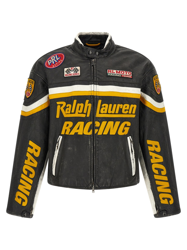 Polo Ralph Lauren Leather Biker Jacket With Patch Puffer Jackets - Black | 6e435b7a238cc326baf506385ea2261ac2b90bab