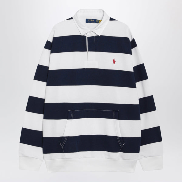 Blue/White Striped Polo Shirt In Cotton