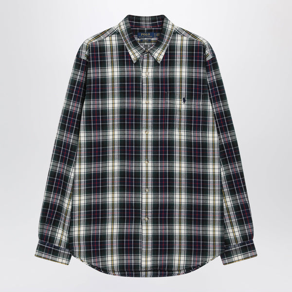 Navy Green Tartan Oxford Cotton Shirt