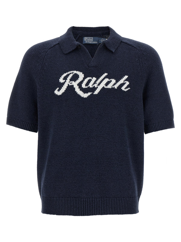 Intarsia Logo Sweater Sweaters And Cardigans Blue