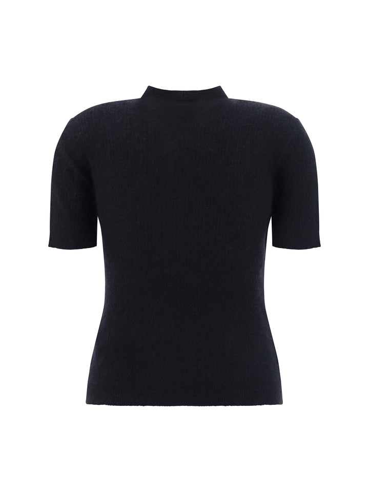 SS 3 BTN CROSS COLLAR MOHAIR TOP