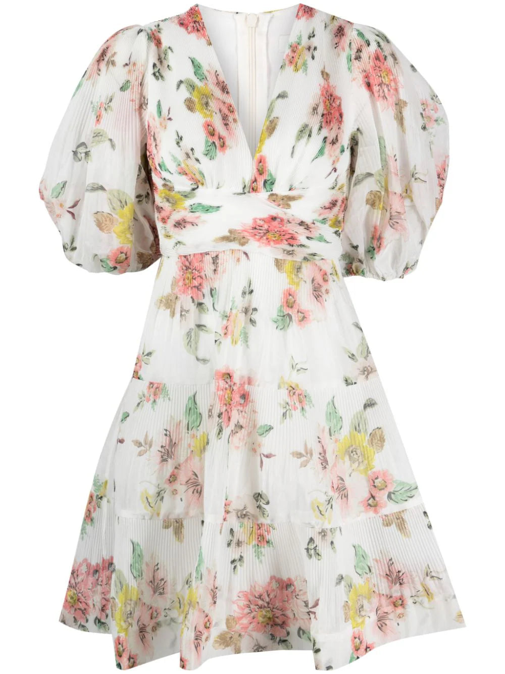 minidress with puff sleeves and floral print