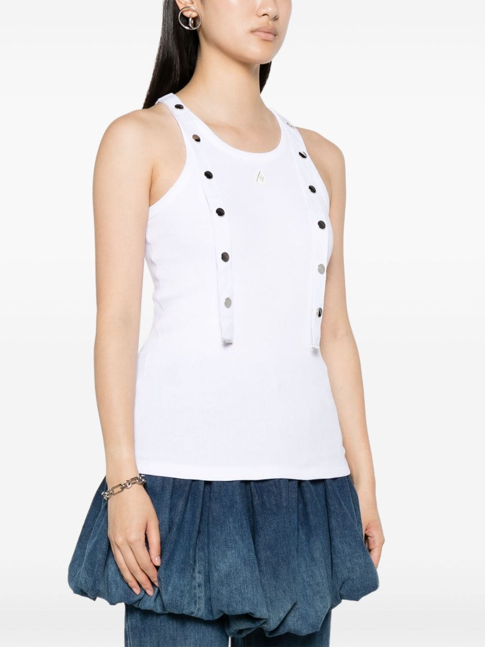 ribbed tank top with shoulder detail