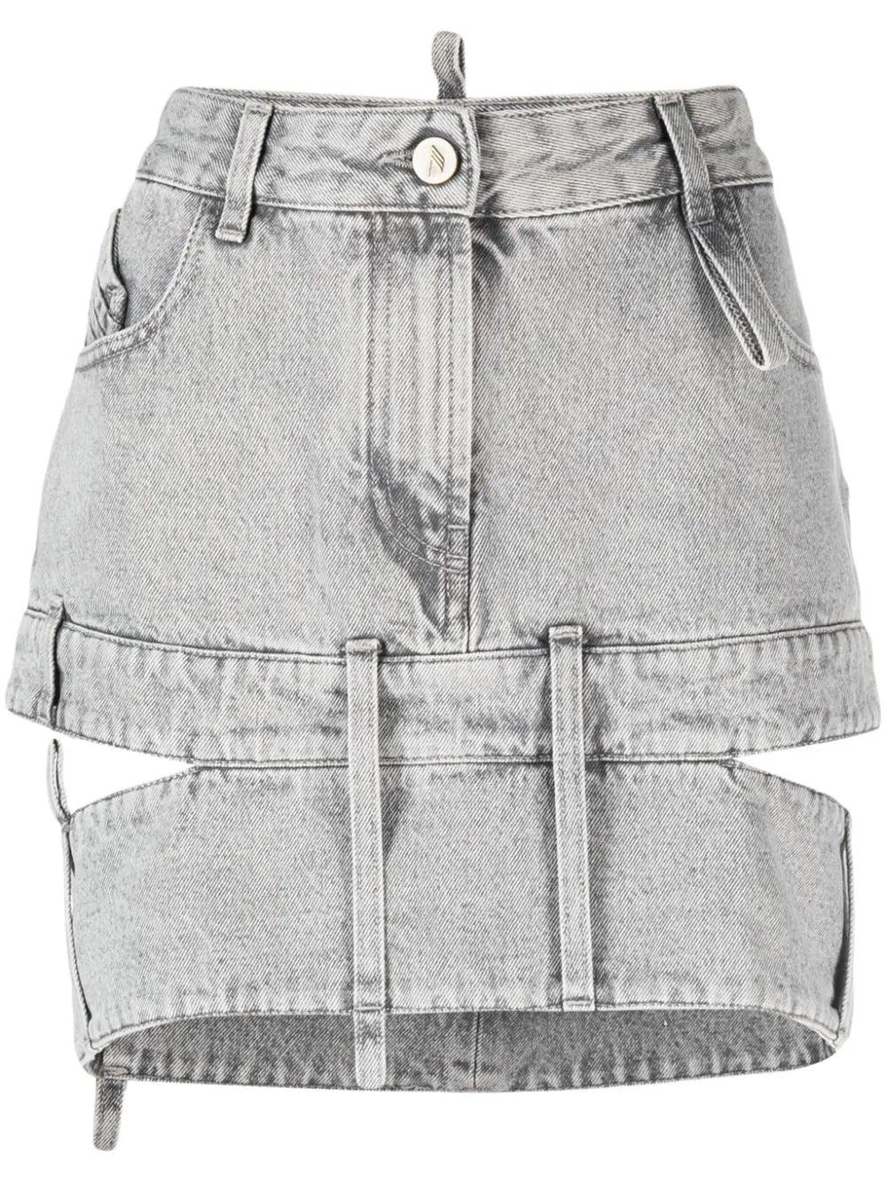 cropped denim mini skirt