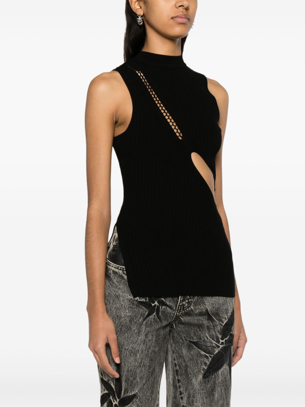 cropped ribbed knit tank top