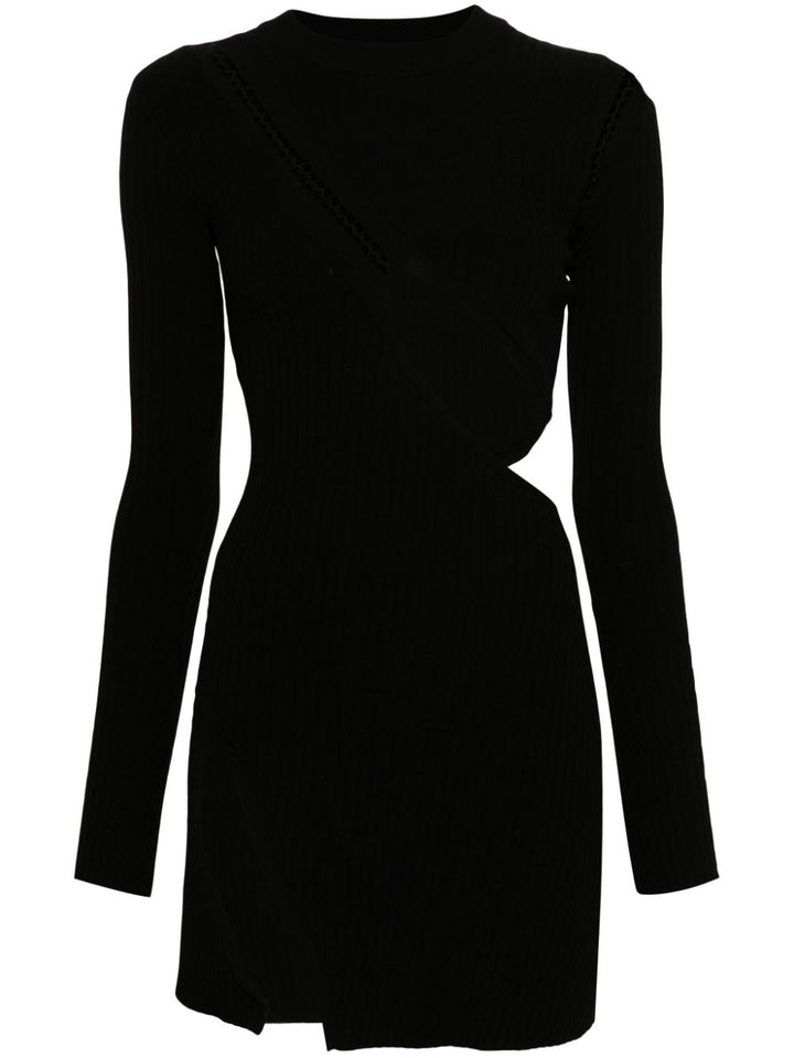 cut-out ribbed knit minidress