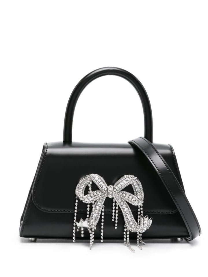 Bow mini leather tote bag with crystal details