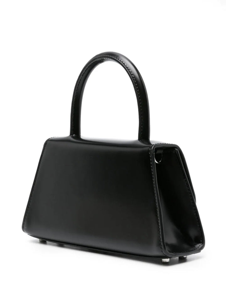 Bow mini leather tote bag with crystal details