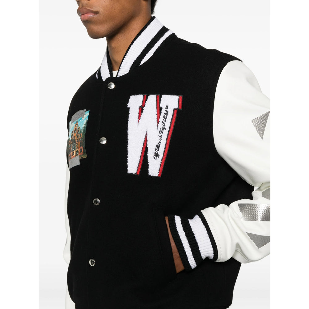 Off-White Leather Outerwears - Black, White | bc800715ca2b188ba87af0873085a09f1b9eb6a9
