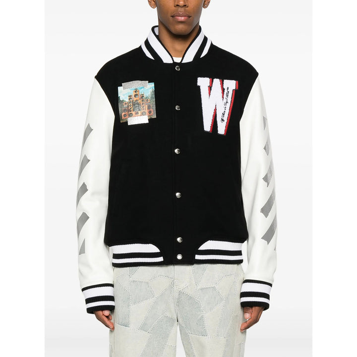 Off-White Leather Outerwears - Black, White | 3fd1d7f2e25b54e4ba40ce7718ac8556e12b4e9c
