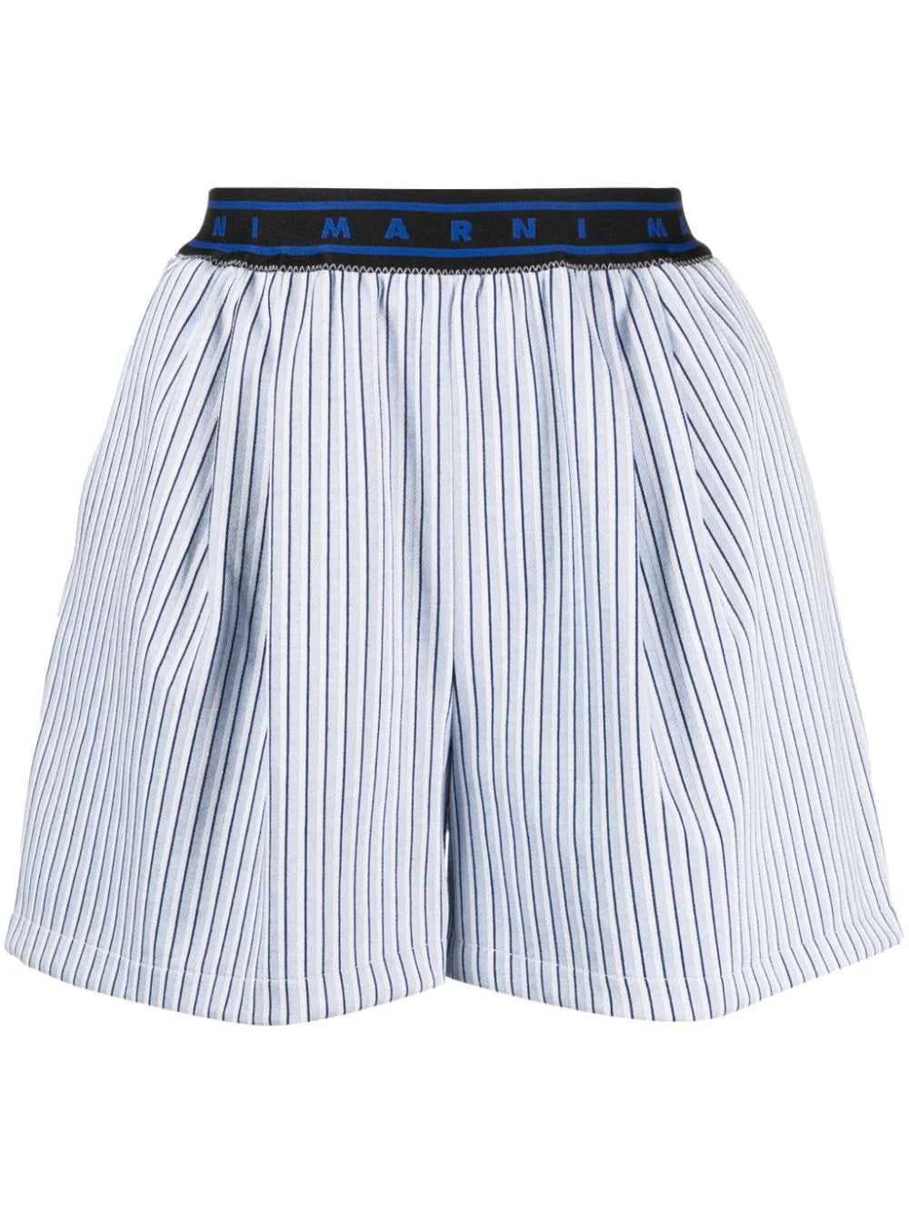 striped shorts with logo belt