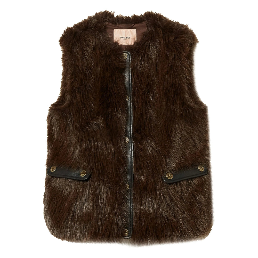 Twinset Waistcoats - Brown | 225969c3306b9ed30fd8f9a4b6136c5c6a57fe5f
