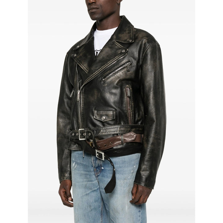 Dsquared2 Leather Outerwears - Black | 7c4a9c18c2906501e31bd9cf6cfd87d03cfe0079