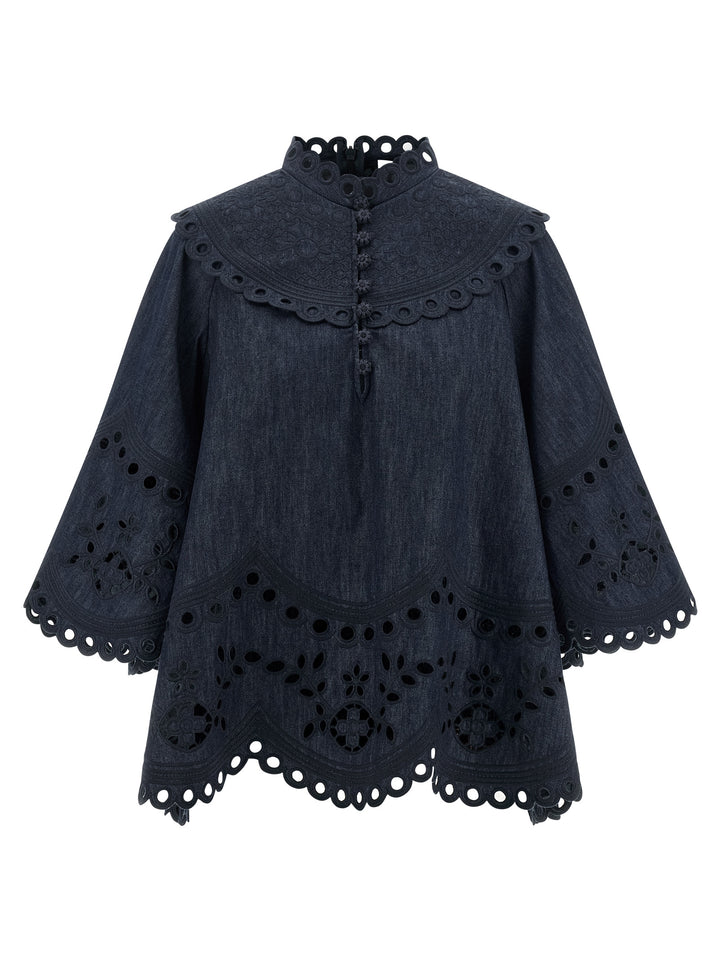 Zimmermann Mahon Shirt and Blouse - Blue | d8346cd4f99bd5ed632005bc95dad1a55659bee8
