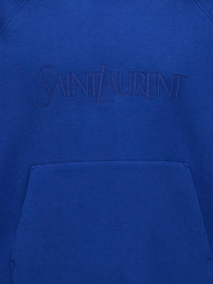 Logo Embroidery Hoodie Sweatshirt Blue