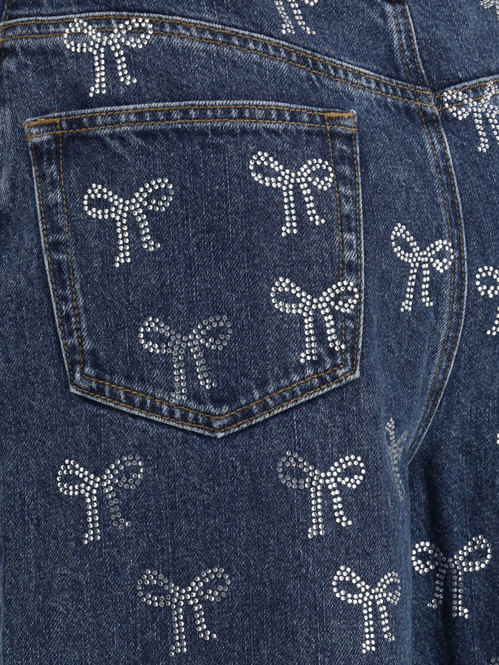 RHINESTONE BOW DENIM JEANS