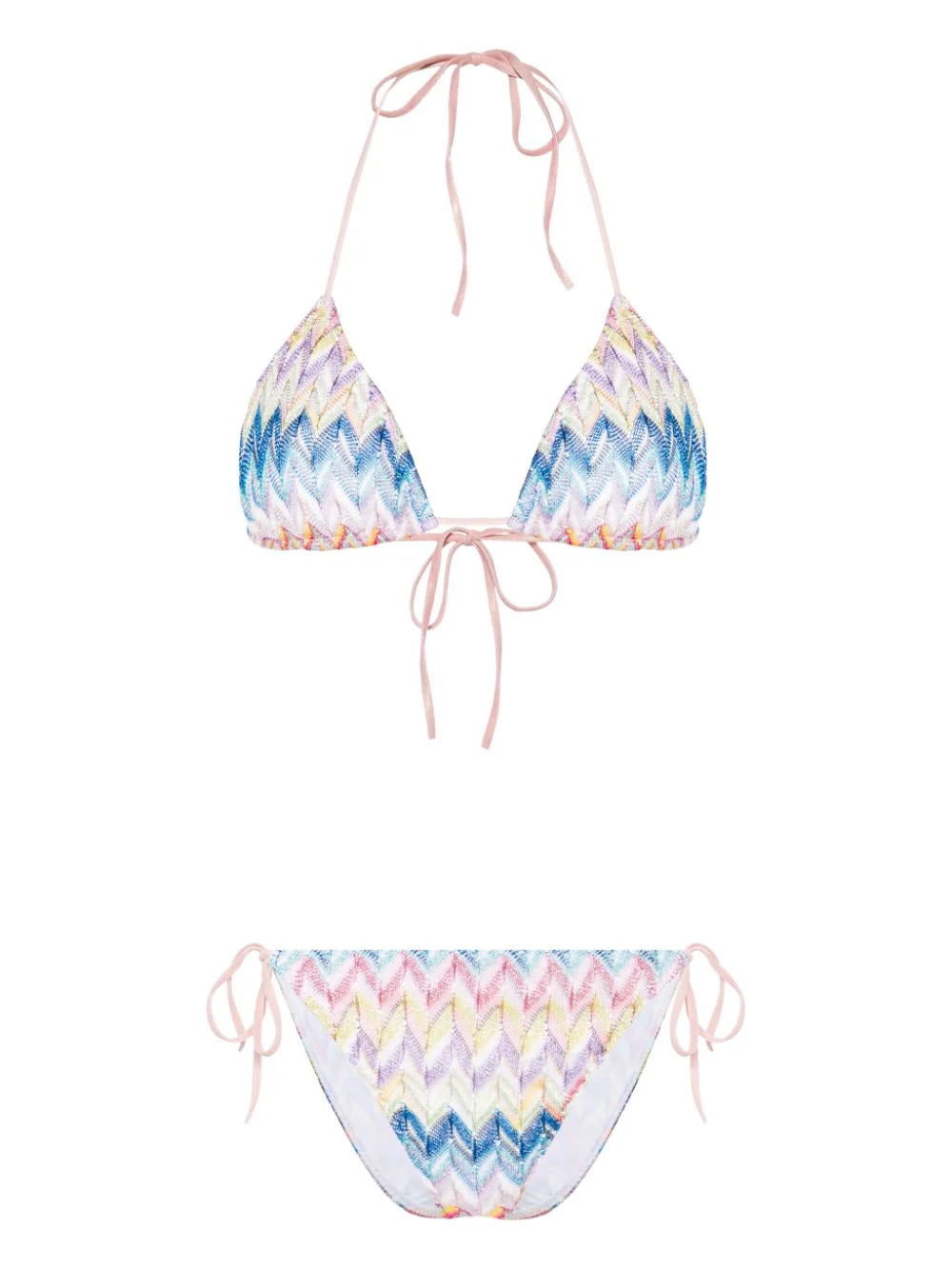 Triangle bikini set with zigzag pattern