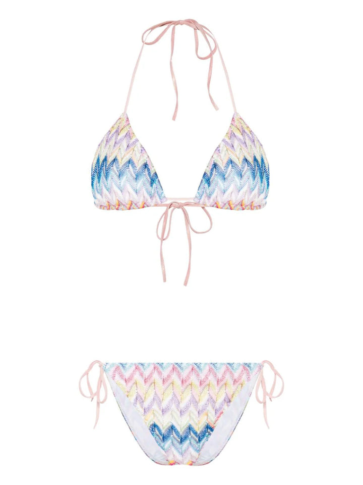 Triangle bikini set with zigzag pattern