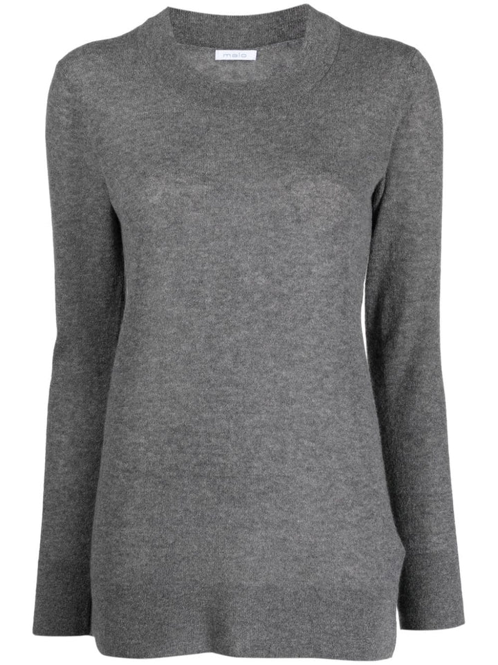 Crew-neck sweater with mélange effect