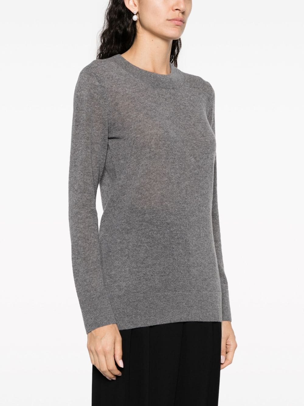 Crew-neck sweater with mélange effect