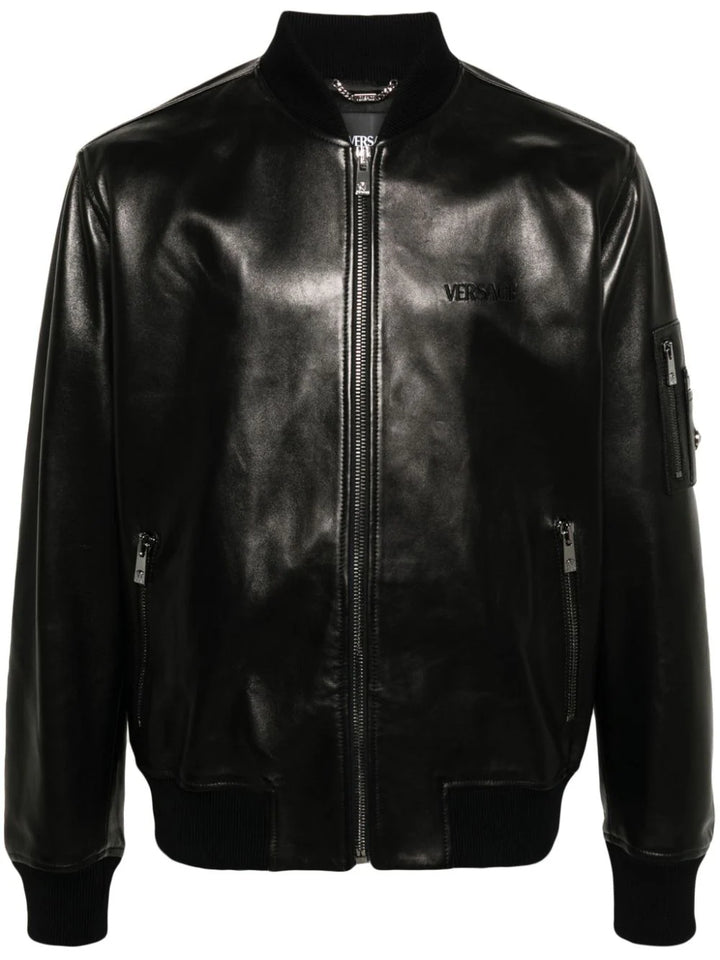 Leather bomber jacket