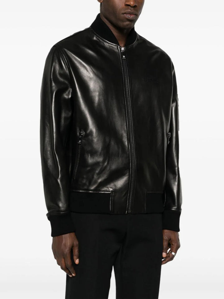 Leather bomber jacket