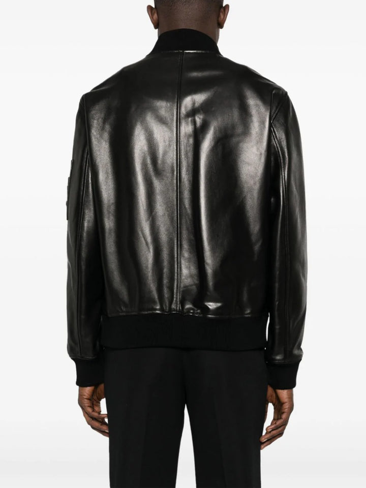 Leather bomber jacket