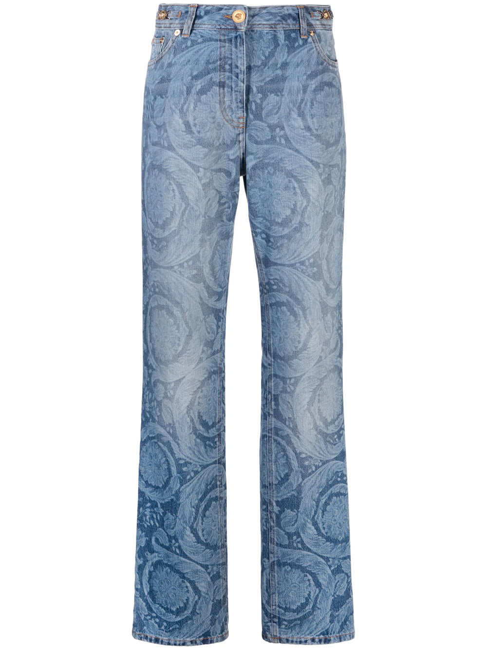 Straight jeans with Barocco print