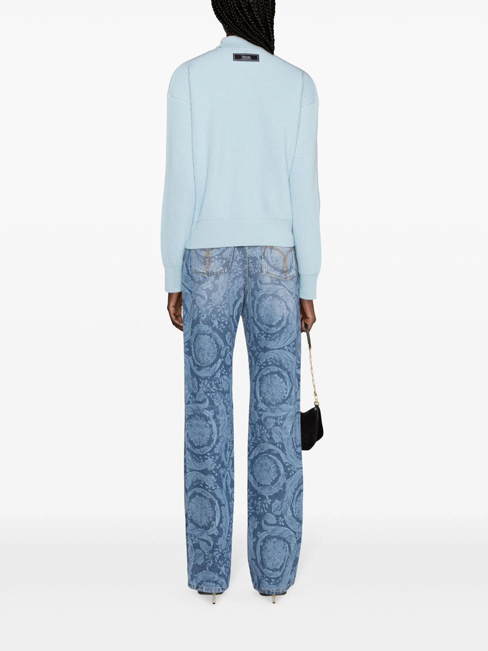 Straight jeans with Barocco print