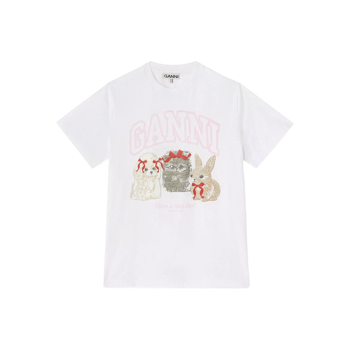 Ganni T Shirts - White | 1660c99a2d120aba132dc0b878b5f7ee529e1893
