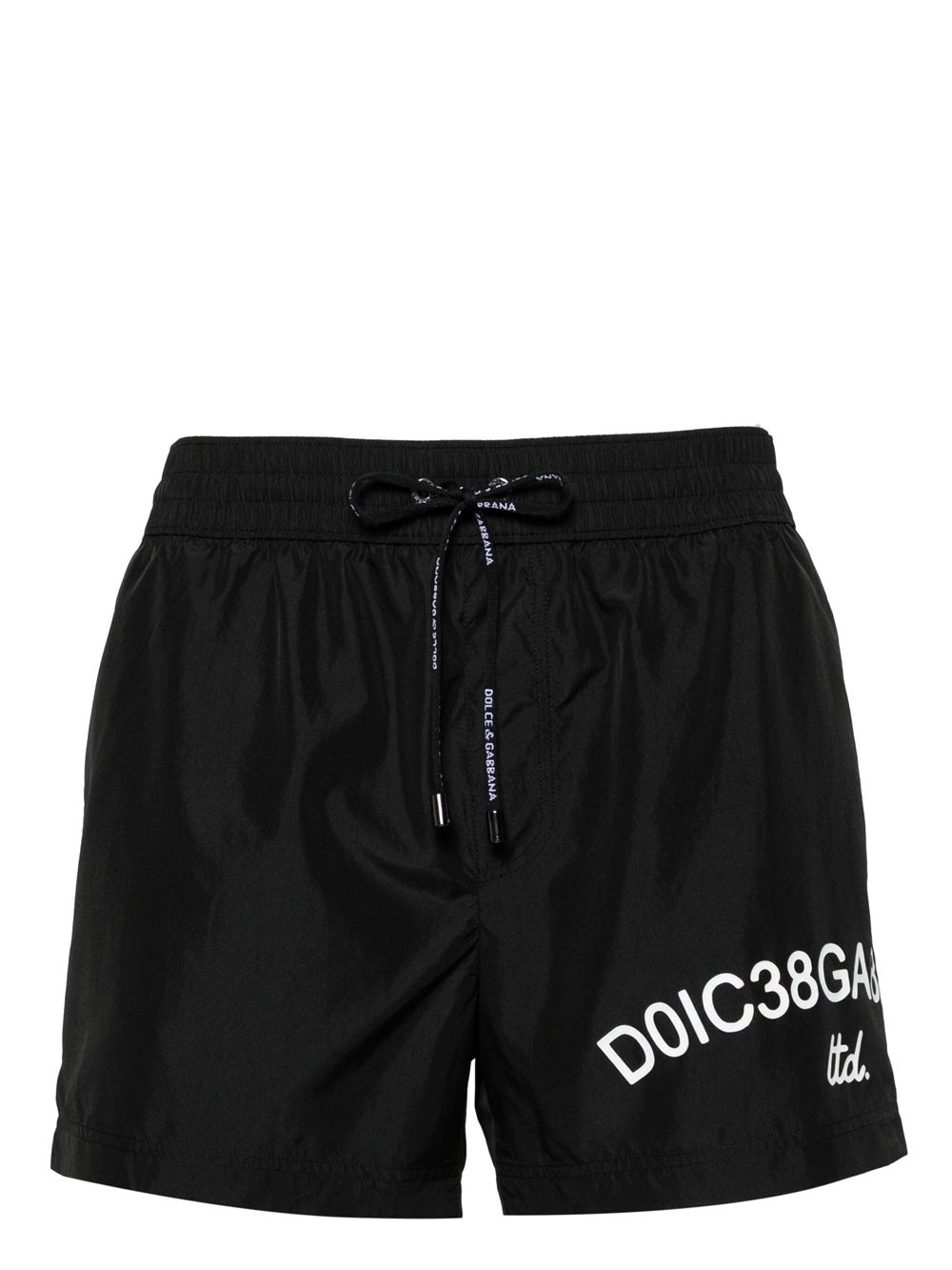 Swim shorts with drawstring and logo print