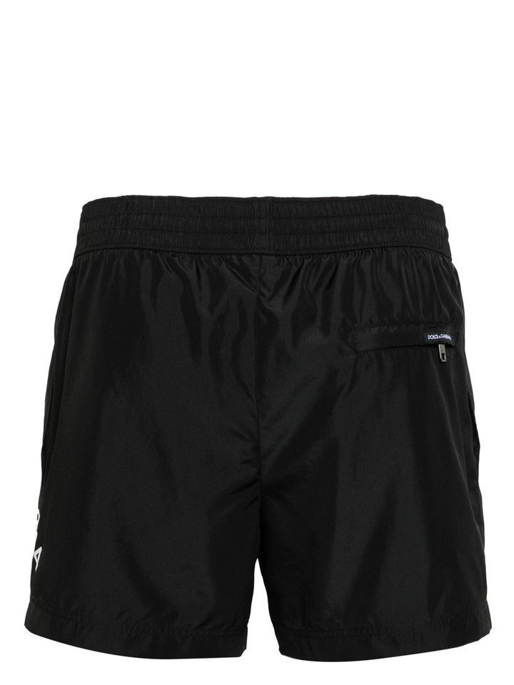 Swim shorts with drawstring and logo print