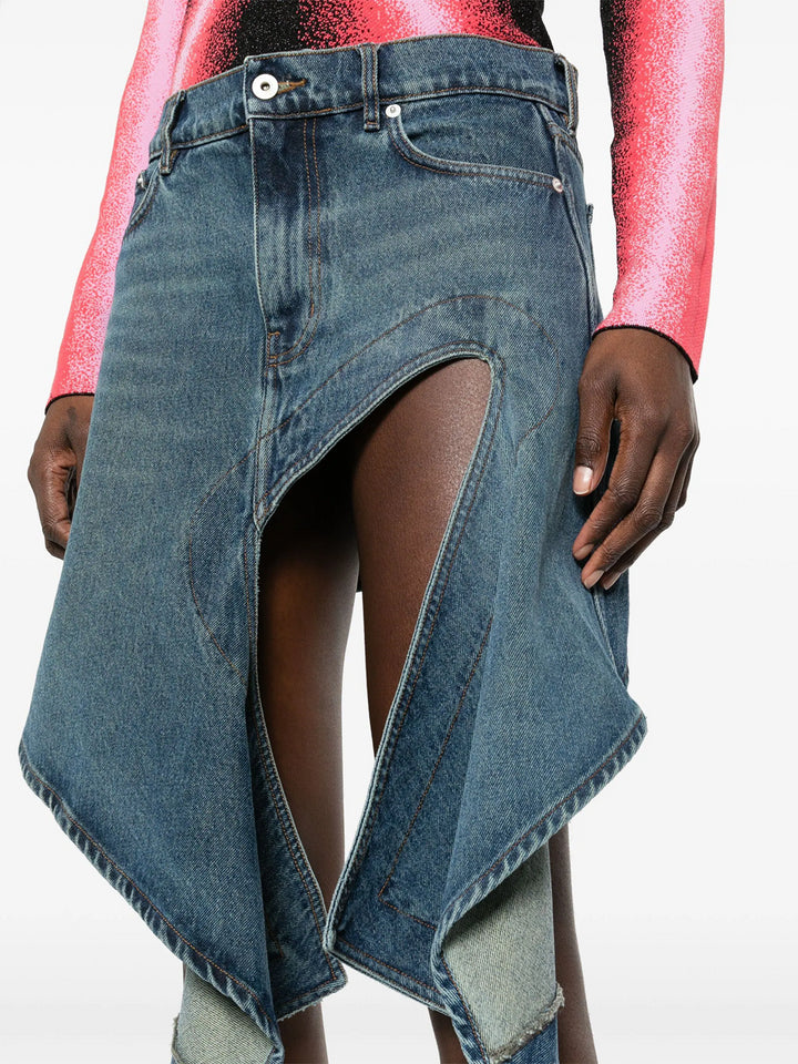 Denim mini skirt with cut-out