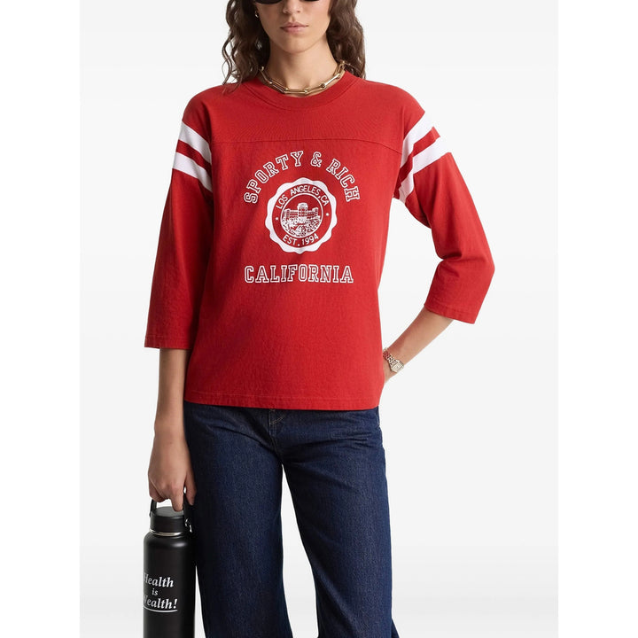 Sporty & Rich T Shirts - Red, White | e67855a5c3d1e45b601f2e8d5d8d67edf3460dda