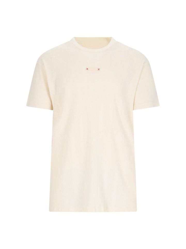 With Ribbed Fabric T-Shirt White