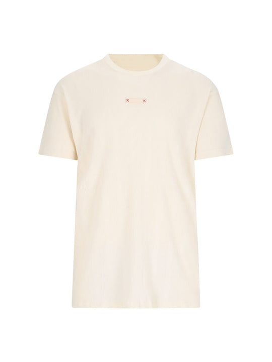 With Ribbed Fabric T-Shirt White