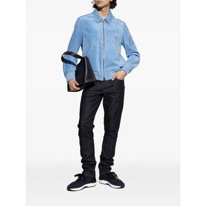 Tom Ford Leather Outerwears - Blue | 65edede949757ece44d19f659114d138ad89b3b9