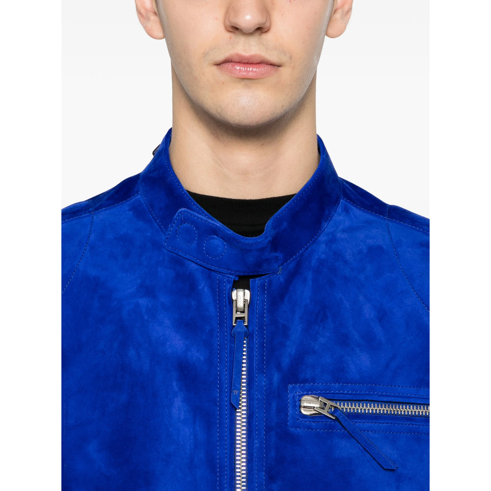 Tom Ford Leather Outerwears - Blue | b25f91b314151ea9dfa5887aacb36a8ea8936e73