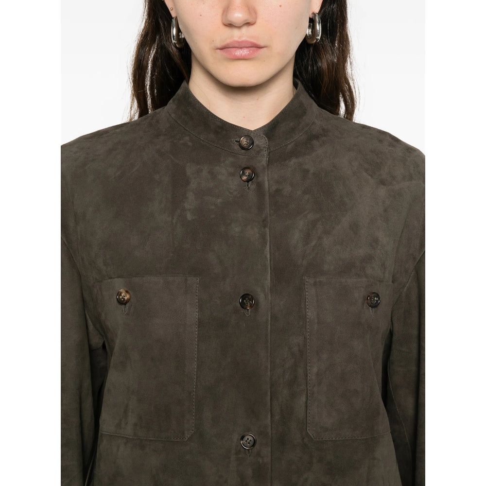 S Max Mara Leather Outerwears - Green | 2548b4e327d1ca3ab35b009ed0d26f5eabc48209