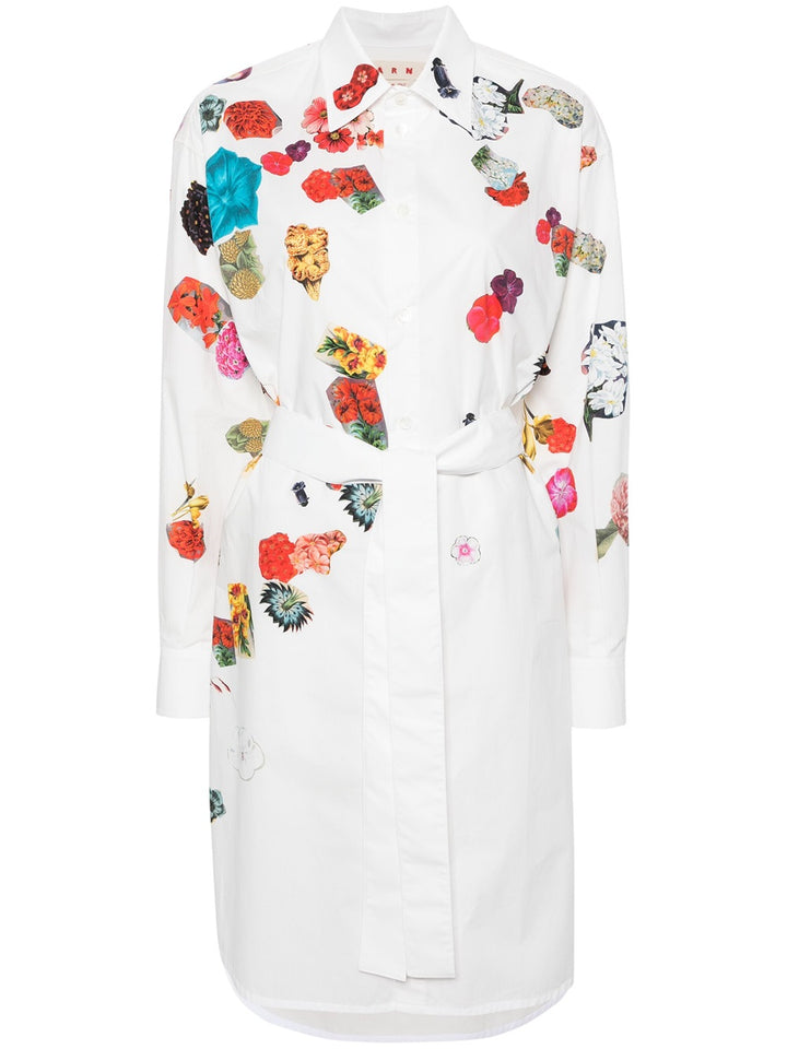 Cotton shirtdress with floral print