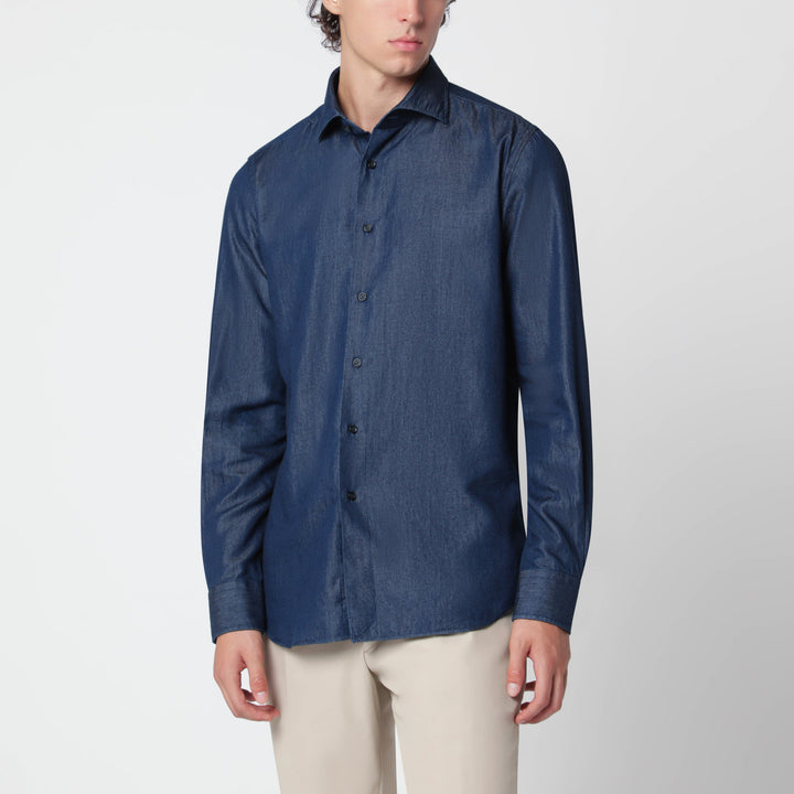 Xacus Denim-Effect Cotton-Blend Tailor Fit Shirt