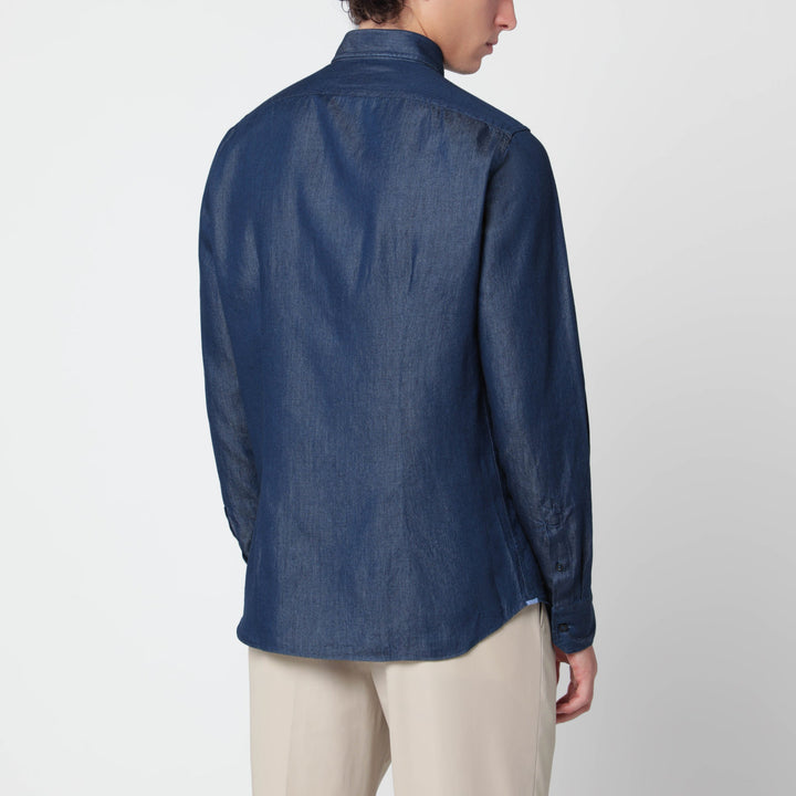 Xacus Denim-Effect Cotton-Blend Tailor Fit Shirt