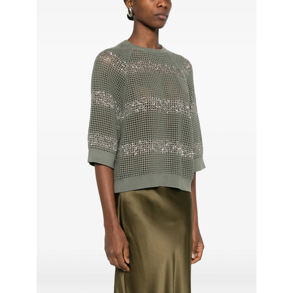 Brunello Cucinelli Sweaters - Green/Silver | 51c2aa4f40a9f4de39e0b1bf09496e2231f7d9bb