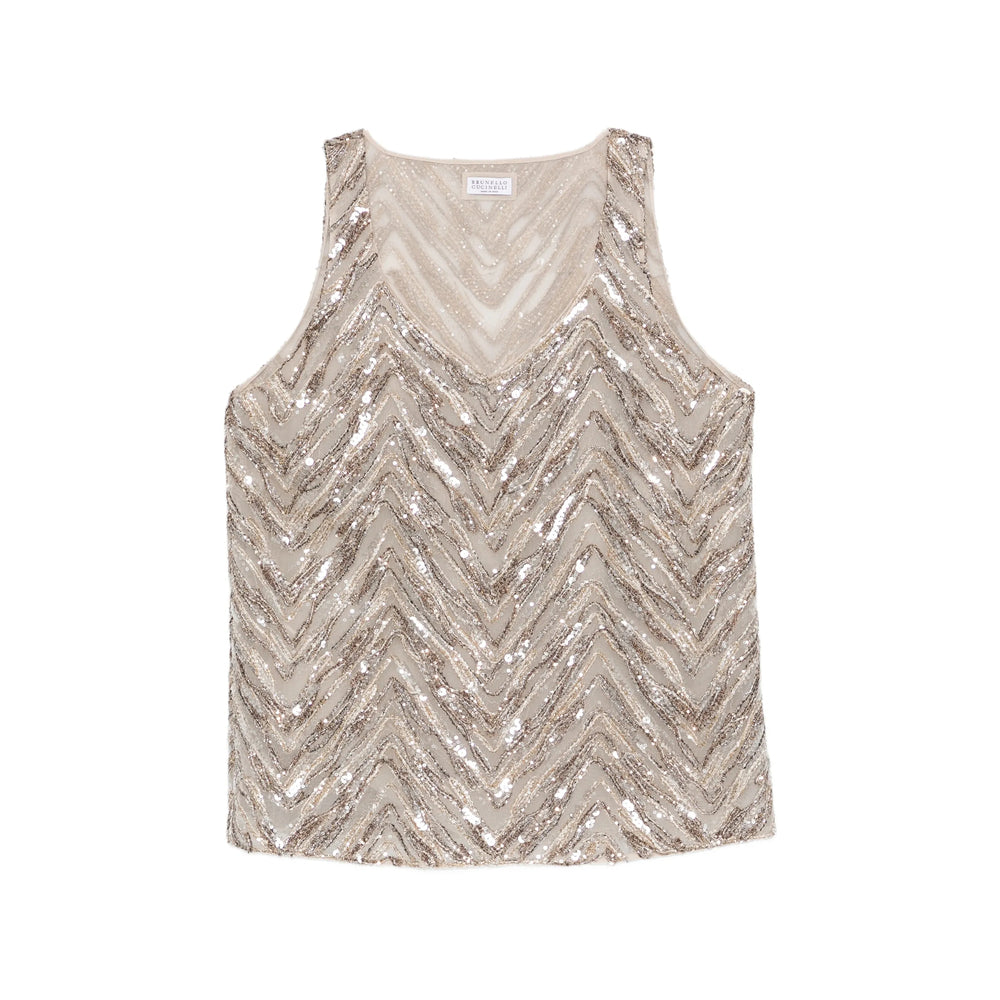 Brunello Cucinelli Tops - Neutrals/Gold | ad40dd5664fc3daf0eb9c0f6c39988a86e56a27d