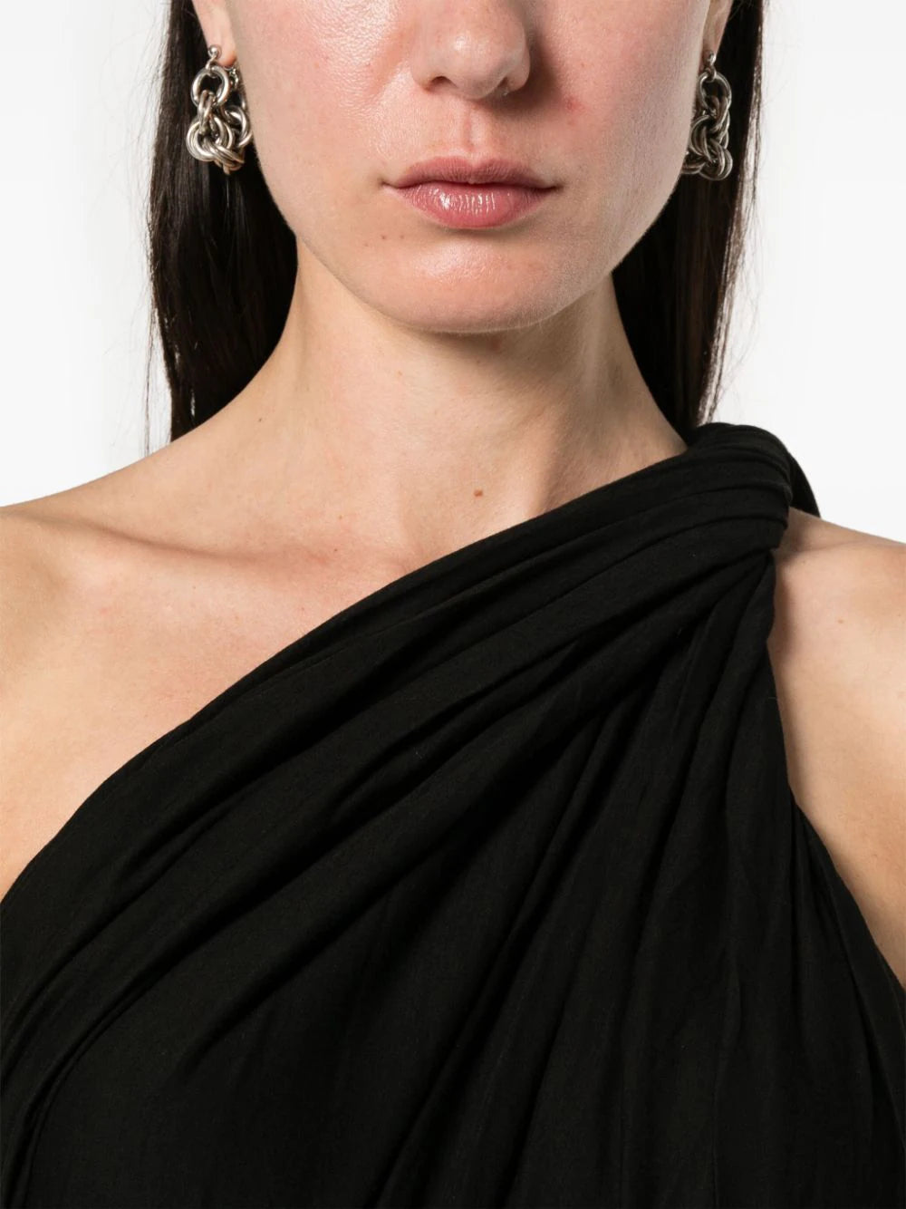 One-shoulder draped bodysuit