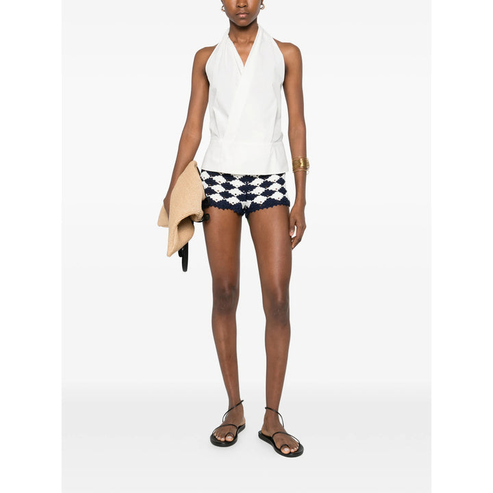 Farm Rio Shorts - White, Blue | ba938f6b3fbba7d199370b4d18a32334e6d495d3