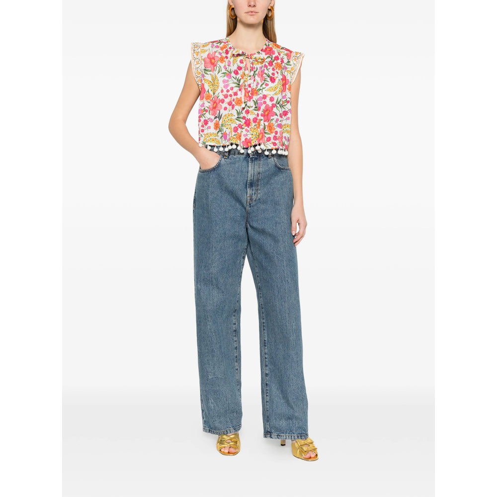 Farm Rio Shirts - White, Pink | 44411606c220724e513ef0ee91eaeac7e20da81a