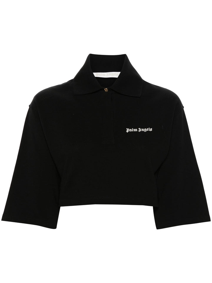 Cropped polo shirt with logo